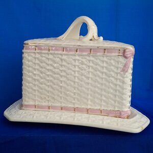 Antique Franz Anton Melhem Semi-Porcelain Cheese Keeper